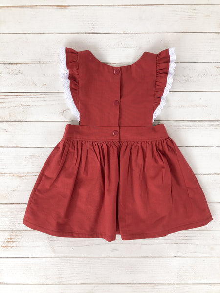 Baby girl red pinafore dress sale