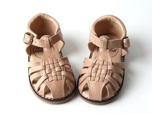 'Camel' Woven Sandal | Hard Soled | Waxed Leather