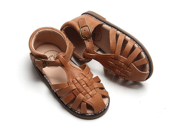 'Tan' Woven Sandal | Hard Soled | Waxed Leather