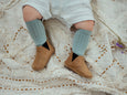 Dusty Blue Ribbed Knee High Socks