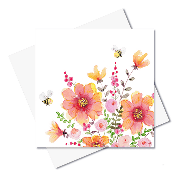 'Flowers and Bees' | Greeting Card